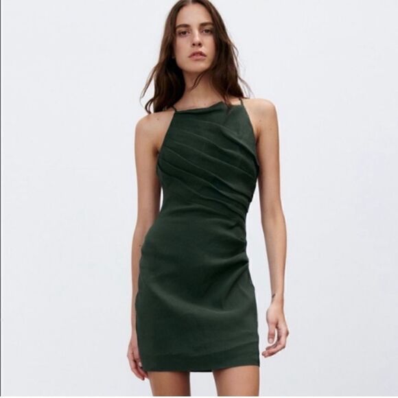 ZARA Linen Blend Strappy Mini Dress || SZ XS || Black - Picture 3 of 15